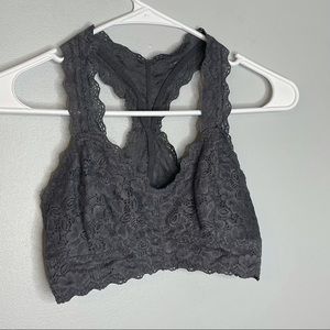 Womens FELINA LINGERIE Gray Lace Bralette Bra S.